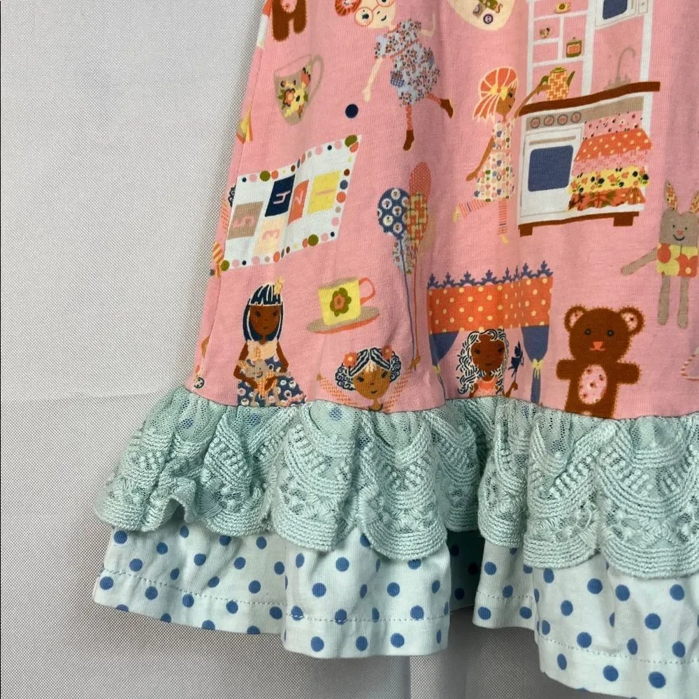 Matilda Jane The puppet Show pink and mint green tunic top ruffles and lace